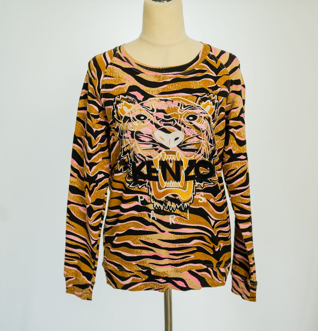 Kenzo Pink Brown Tiger Print Sweater Dress BOPF Business of Preloved Fashion