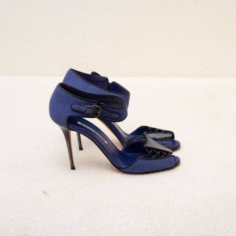 Manolo Blahnik Blue Fabric Shoes, 36.5