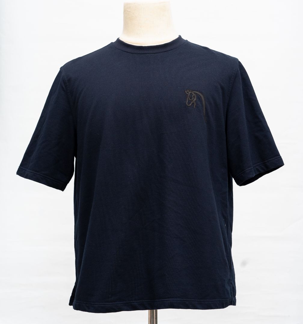 Hermes Navy Crew Neck Cotton T-shirt