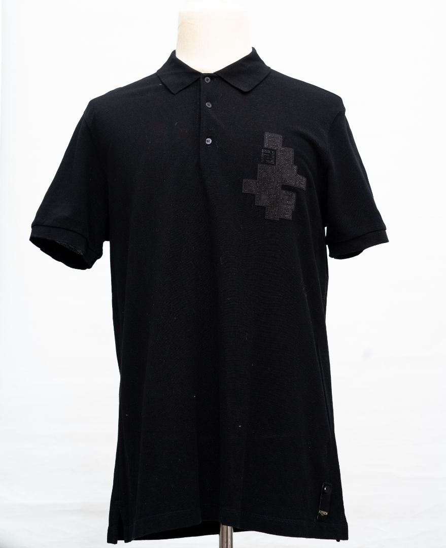 Fendi Black Shirt with Black Crystal Detail