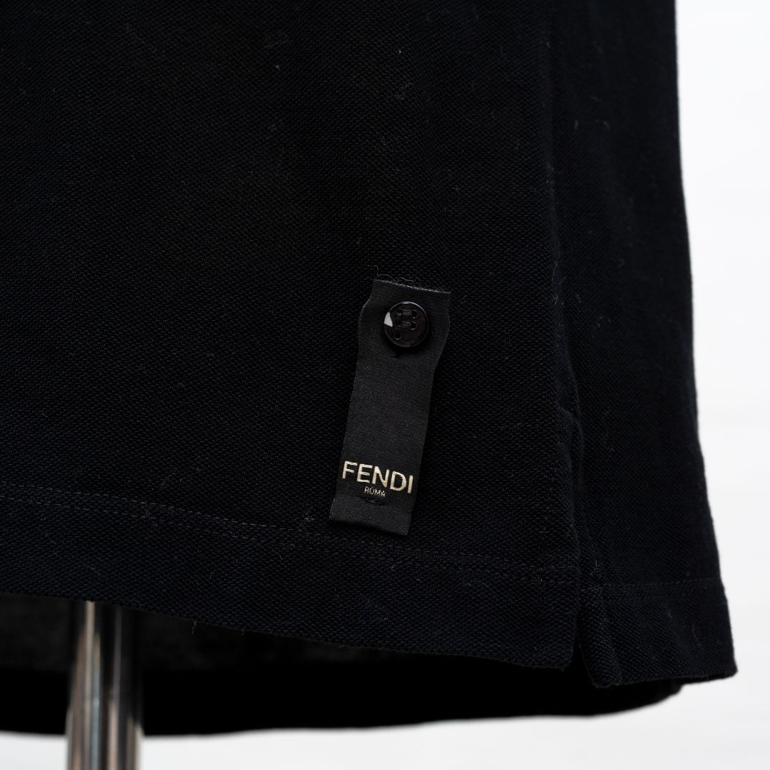 Fendi Black Shirt with Black Crystal Detail