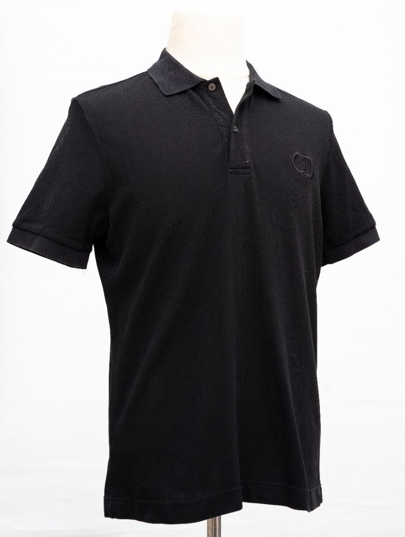 Dior black cotton CD embroidered men's polo shirt