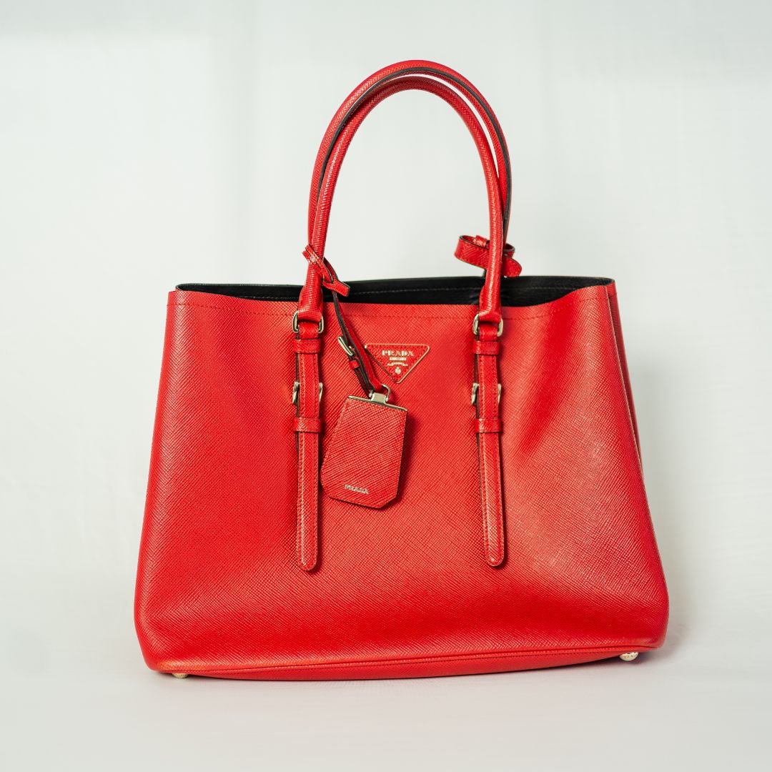 Prada Red Saffiano Leather Tote Large Bag