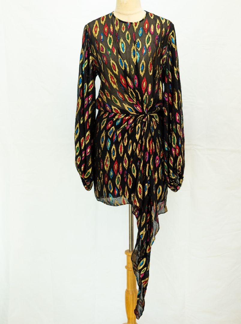 Yves Saint Laurent Black Transparent Dress with Multicolored Lurex Yar -  BOPF