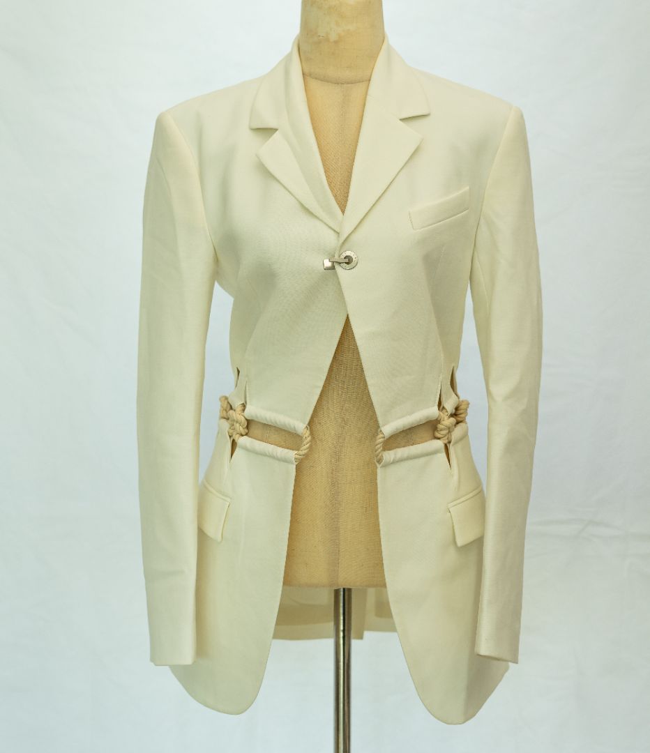 Dion Lee White Blazer with Knot Detail