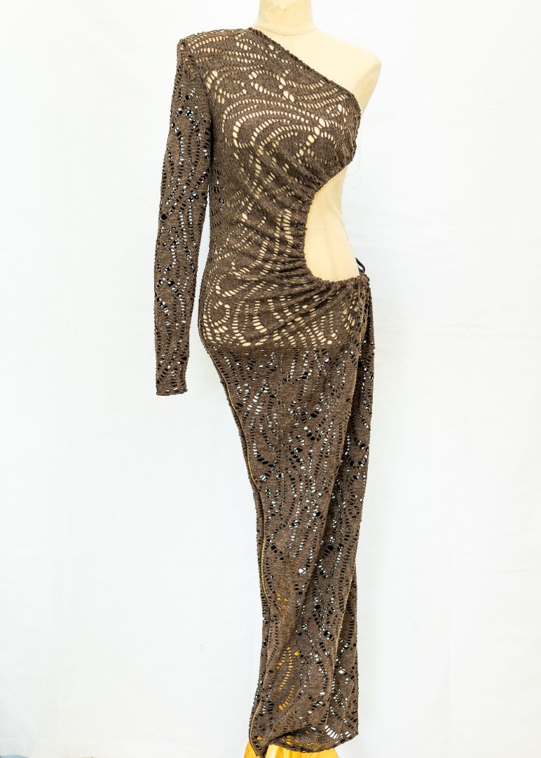 Bronx and Banco Brown Eyelit Maxi dress - BOPF