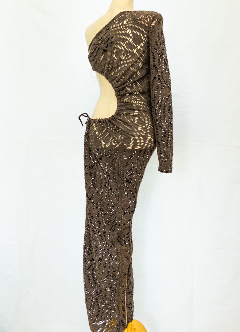 Bronx and Banco Brown Eyelit Maxi dress