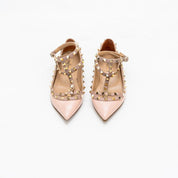 Valentino Beige Patent Leather Rockstud Flats, 37