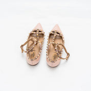 Valentino Beige Patent Leather Rockstud Flats, 37