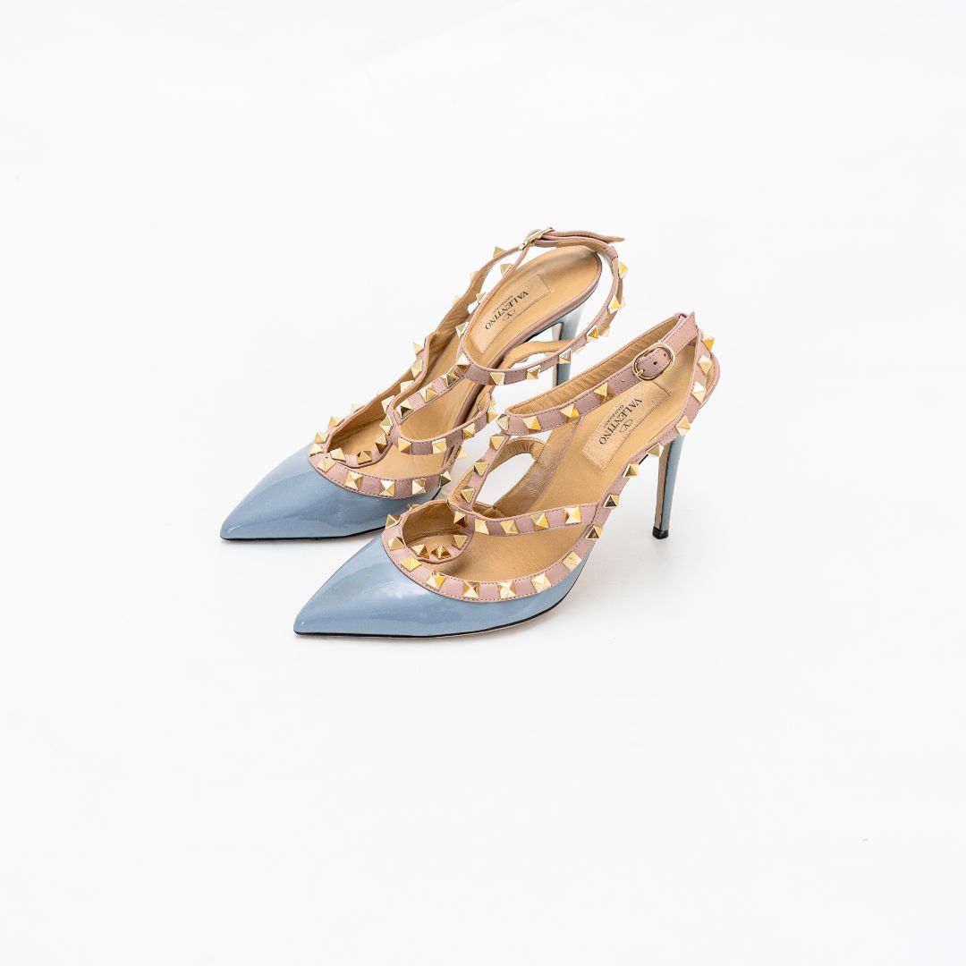 Valentino blue patent leather rockstud pumps, 37