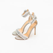 Gianvito Rossi Caribe Silver Glitter Sandal, 37