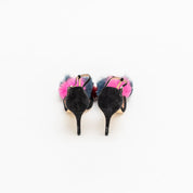 Fendi Black Suede And Multicolor Mink Fur Ankle Strap Pumps, 37