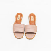 Valentino Beige Leather Soul Rockstud Flat Slides, 37.5
