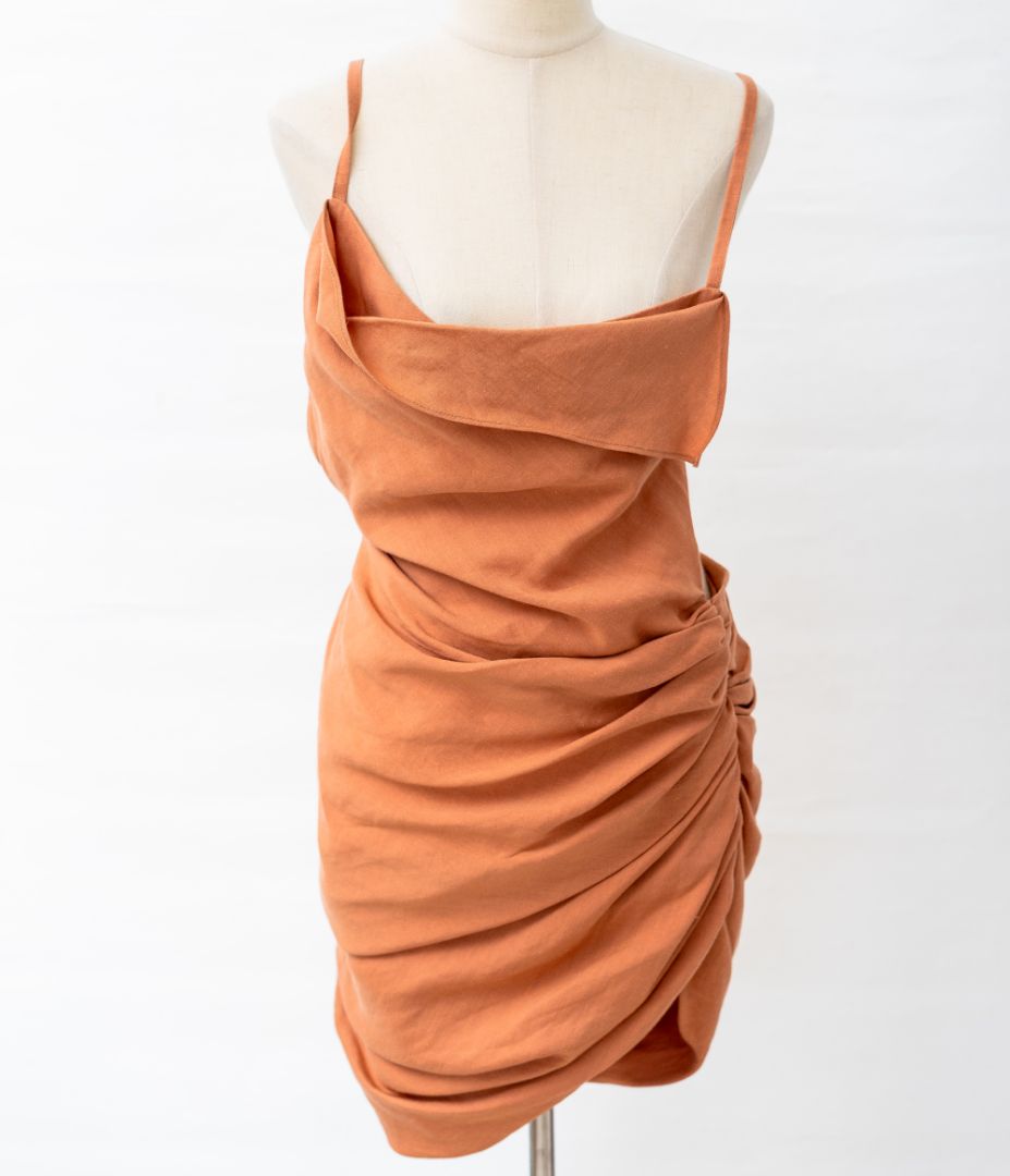 Jacquemus orange linen la robe strappy dress - BOPF