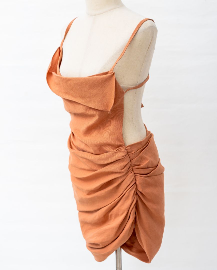 jacquemus orange dress JACQUEMUS: Orange Le Raphia 'La Robe Bikini' Midi Dress