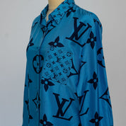 Louis Vuitton blue giant monogram silk shirt