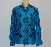 Louis Vuitton blue giant monogram silk shirt