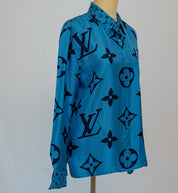 Louis Vuitton blue giant monogram silk shirt