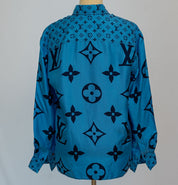 Louis Vuitton blue giant monogram silk shirt