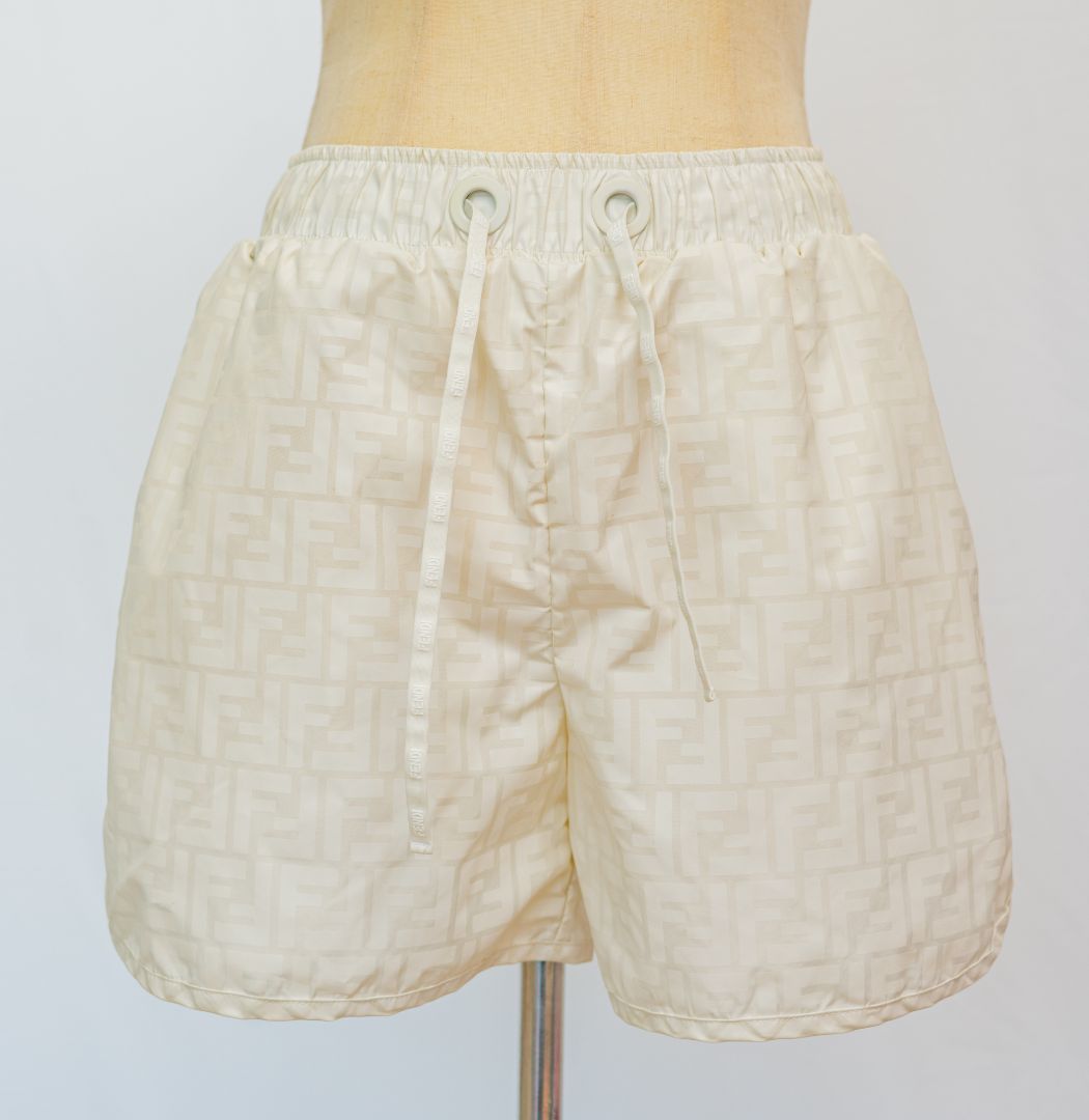 Fendi White FF Drawstring Shorts