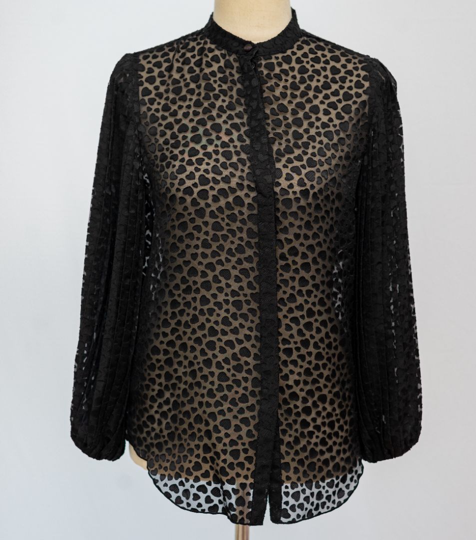 Emporio Armani Black Blouse with Heart Print Detail