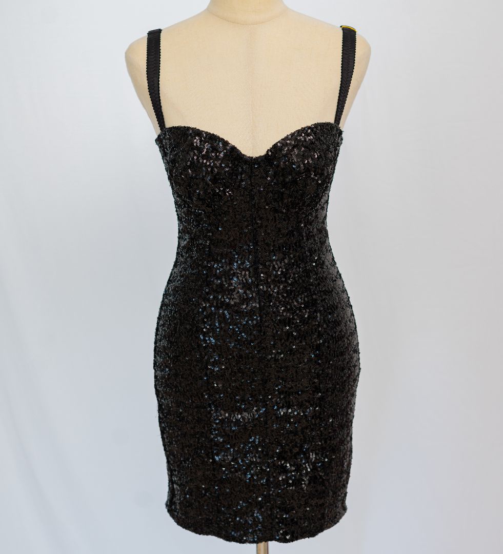 dolce and gabbana sequin mini dress Dolce & Gabbana sweetheart-neck sequinned minidress - BOPF