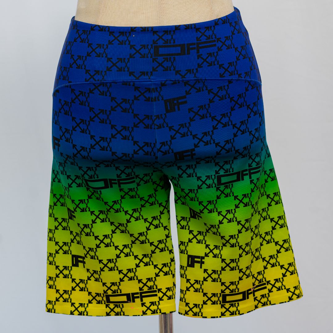 Off-white Arrows-print Biker Shorts In Green/ Blue