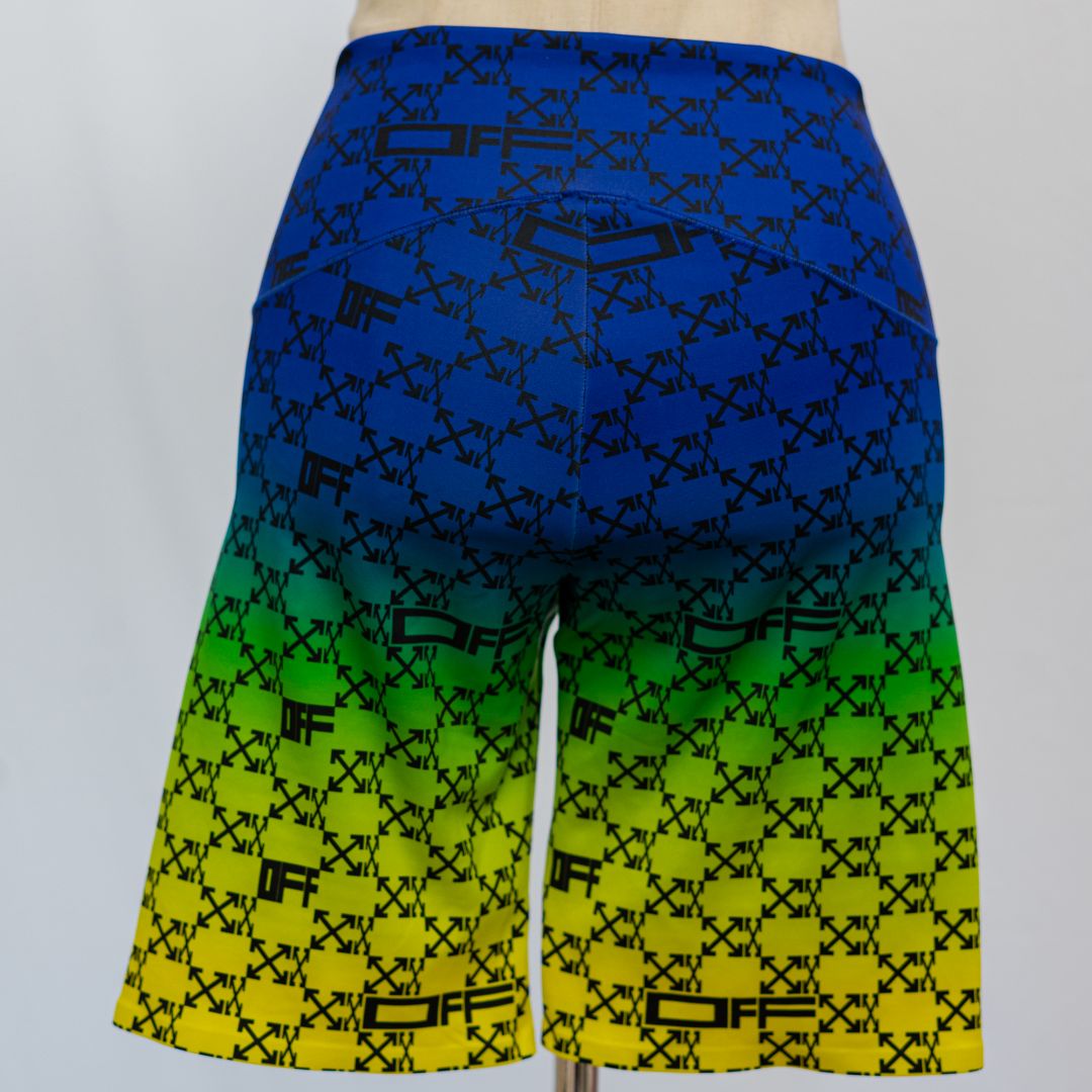 Off-white Arrows-print Biker Shorts In Green/ Blue