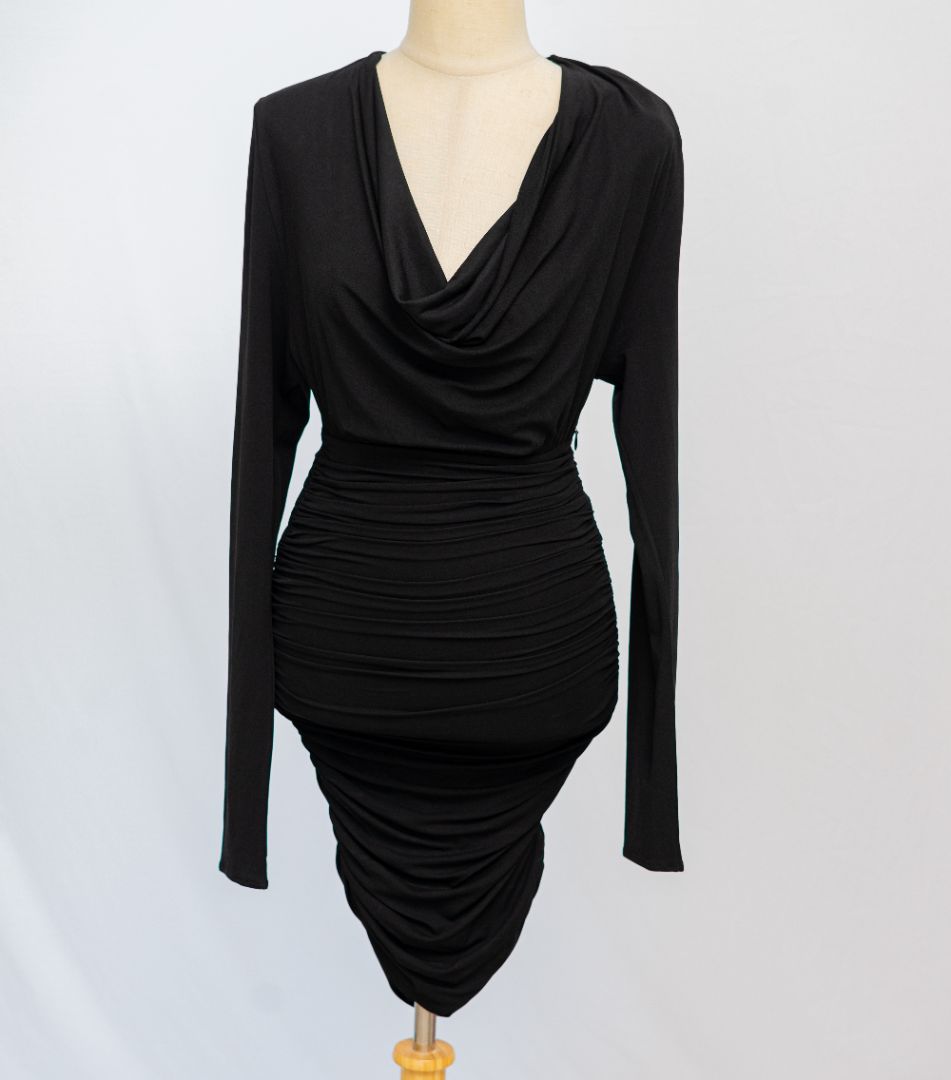 ruched jersey mini dress Alexandre Vauthier Cowl-Neck Ruched Jersey Mini Dress - BOPF