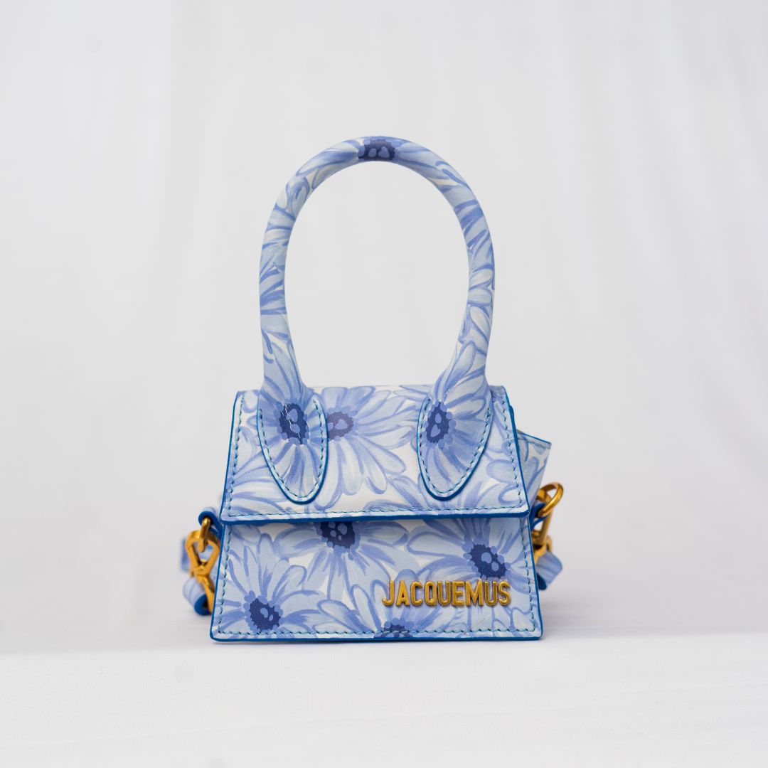Jacquemus le chiquito mini bag in blue floral print BOPF