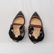 Fendi Brown/Black Zucca Mesh and Fabric Colibri Slingback Pumps,41