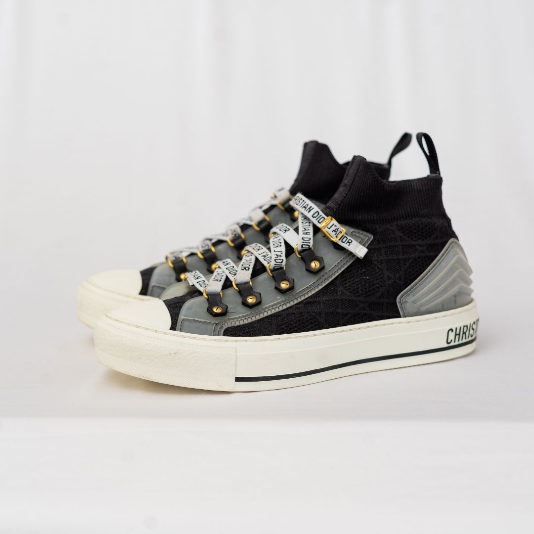 Dior Black Knit Fabric and Leather Walk'n'Dior Sock Sneakers, 37.5