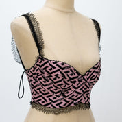 Versace Greca print silk cropped top