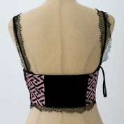 Versace Greca print silk cropped top