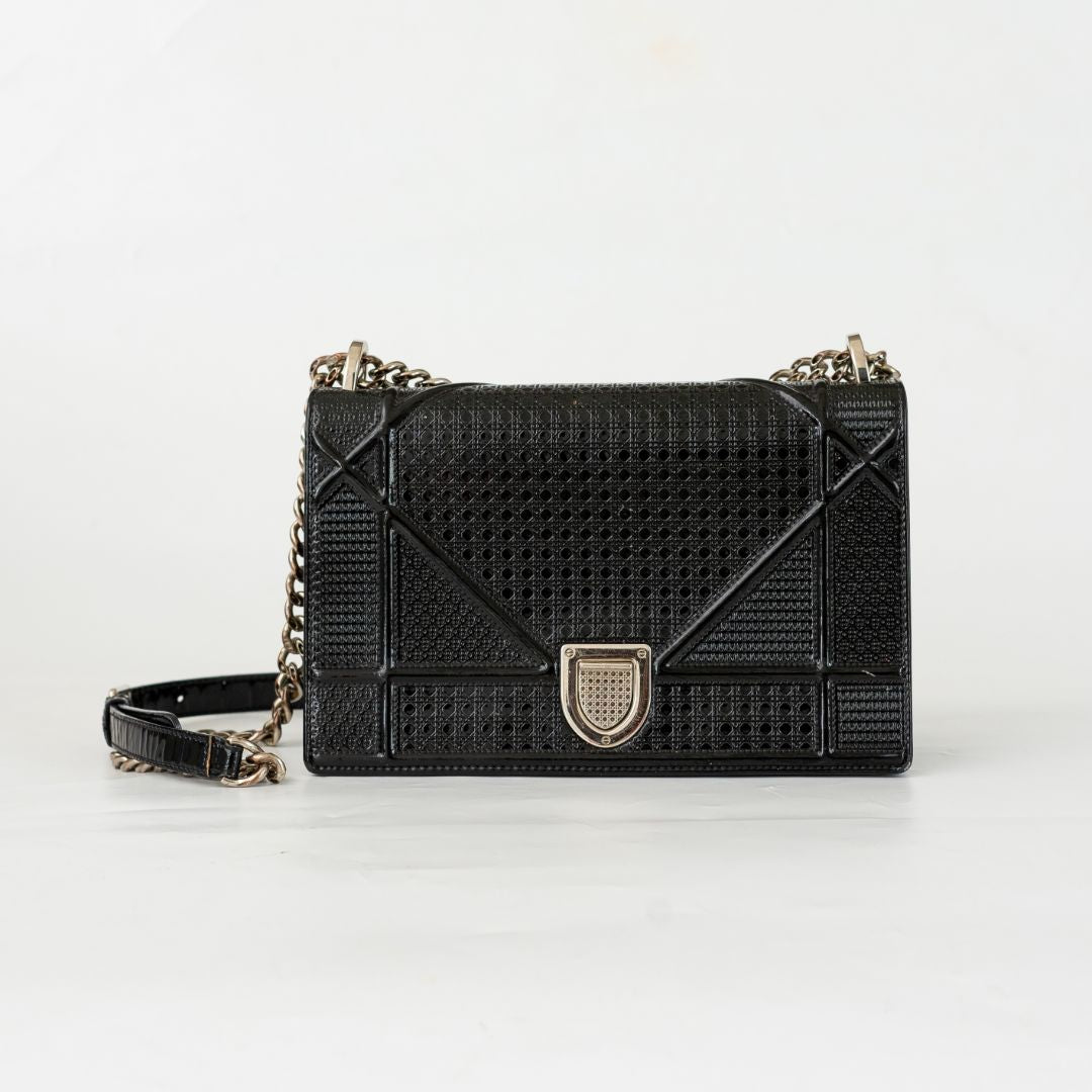 Dior Black Micro Cannage Diorama Medium Handbag