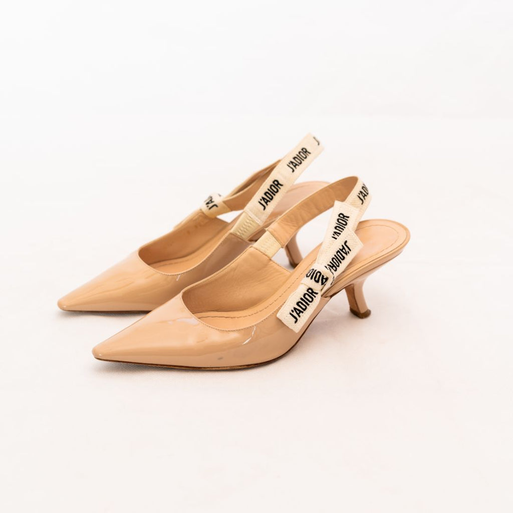 Dior Nude Patent Leather J'adior Slingback Pumps 37.5 - BOPF