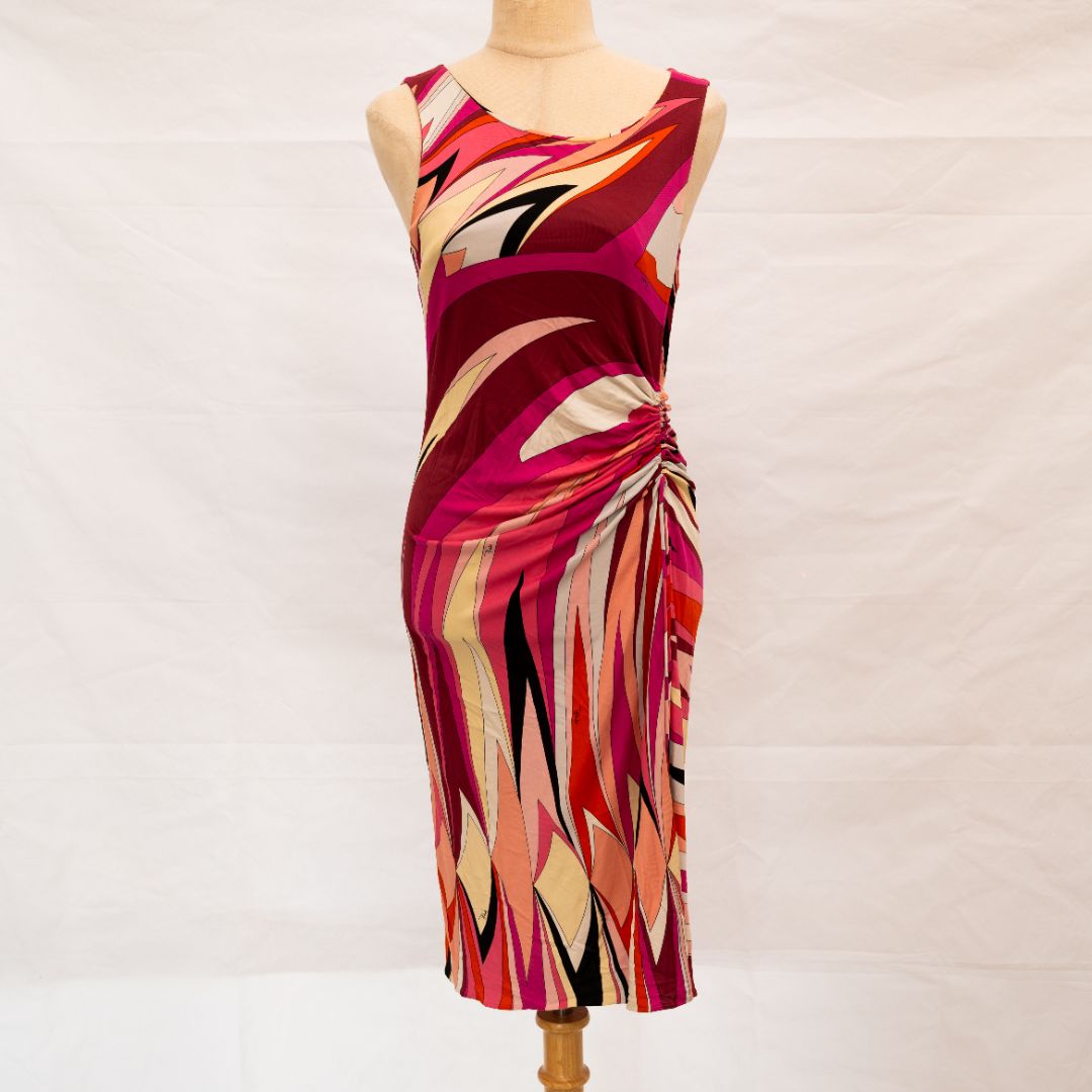 Emilio Pucci Pink, black, printed sleeveless dress