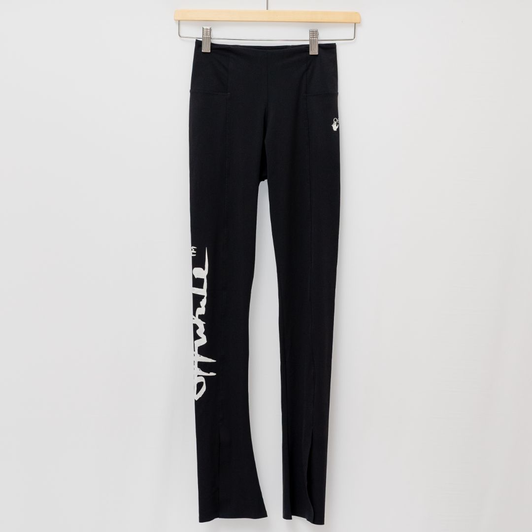 Off-white Logo-print Split-ankle Performance Leggings In Black