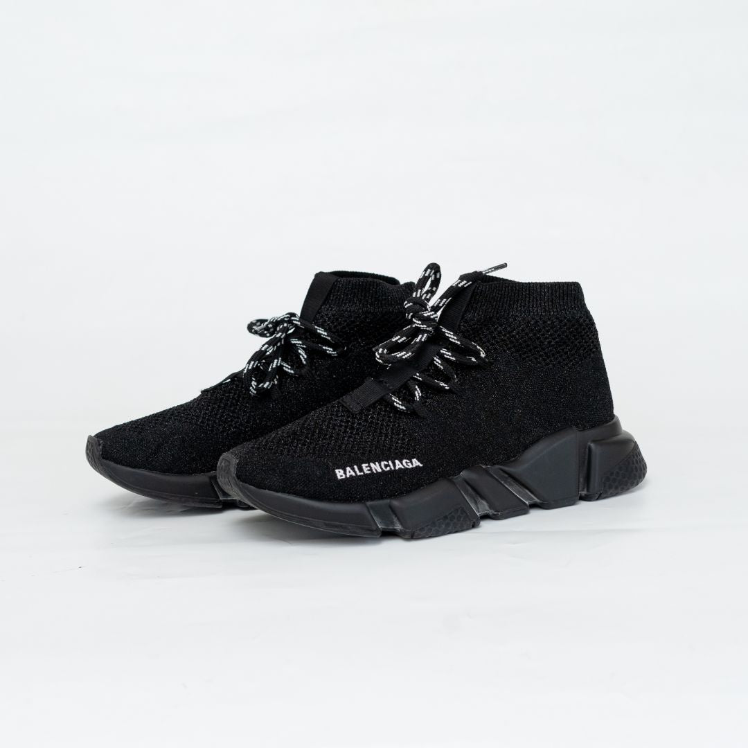 Balenciaga Black Knit Fabric Speed Trainer Sneakers, 38