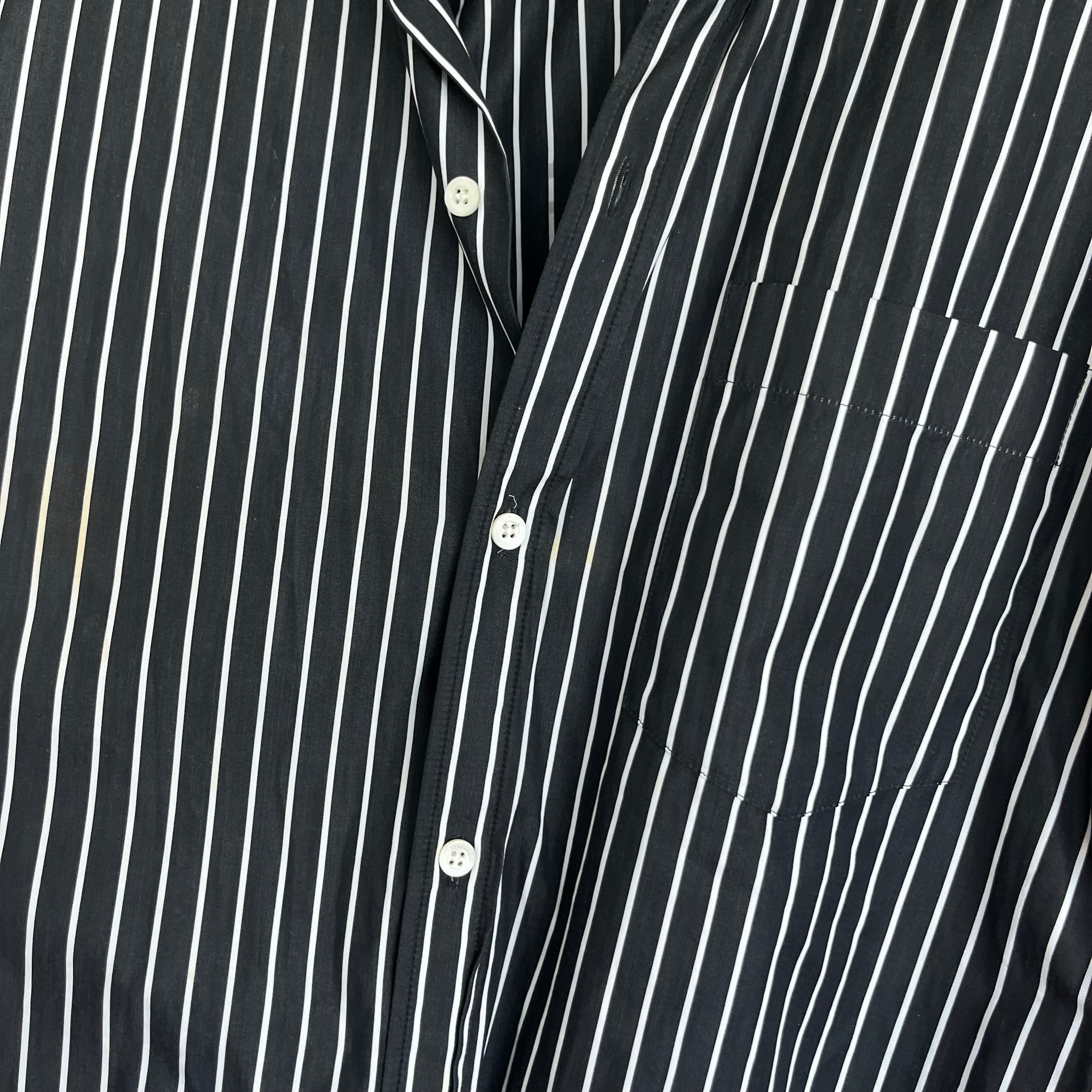 Balenciaga black and white striped shirt with logo on the back