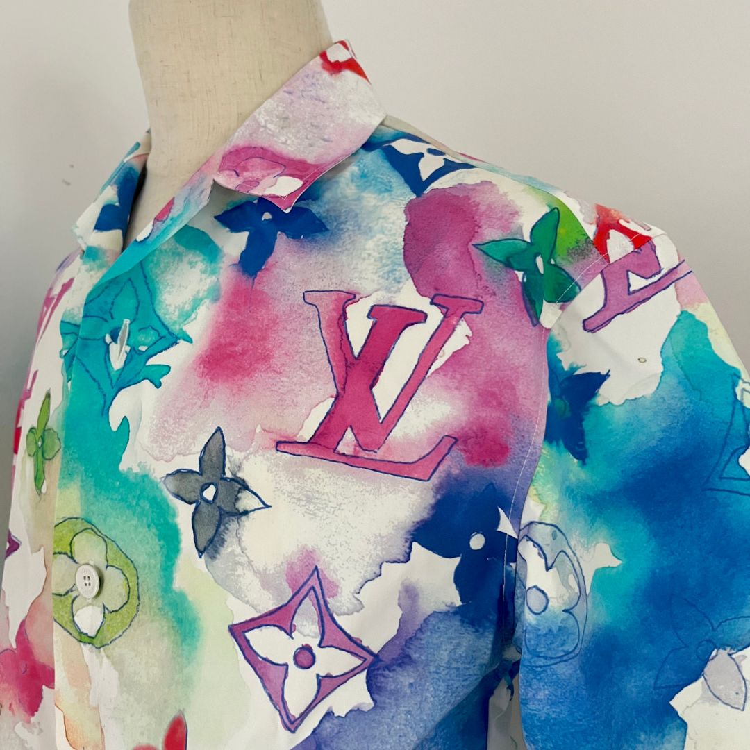 Louis Vuitton x Virgil Abloh watercolor button up men's shirt - BOPF | Business of Preloved Fashion Louis Vuitton x Virgil Abloh watercolor button up men's shirt - BOPF | Business of Preloved Fashion