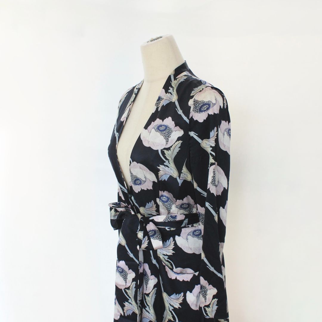Merchant Archive floral printed long silk belted dress