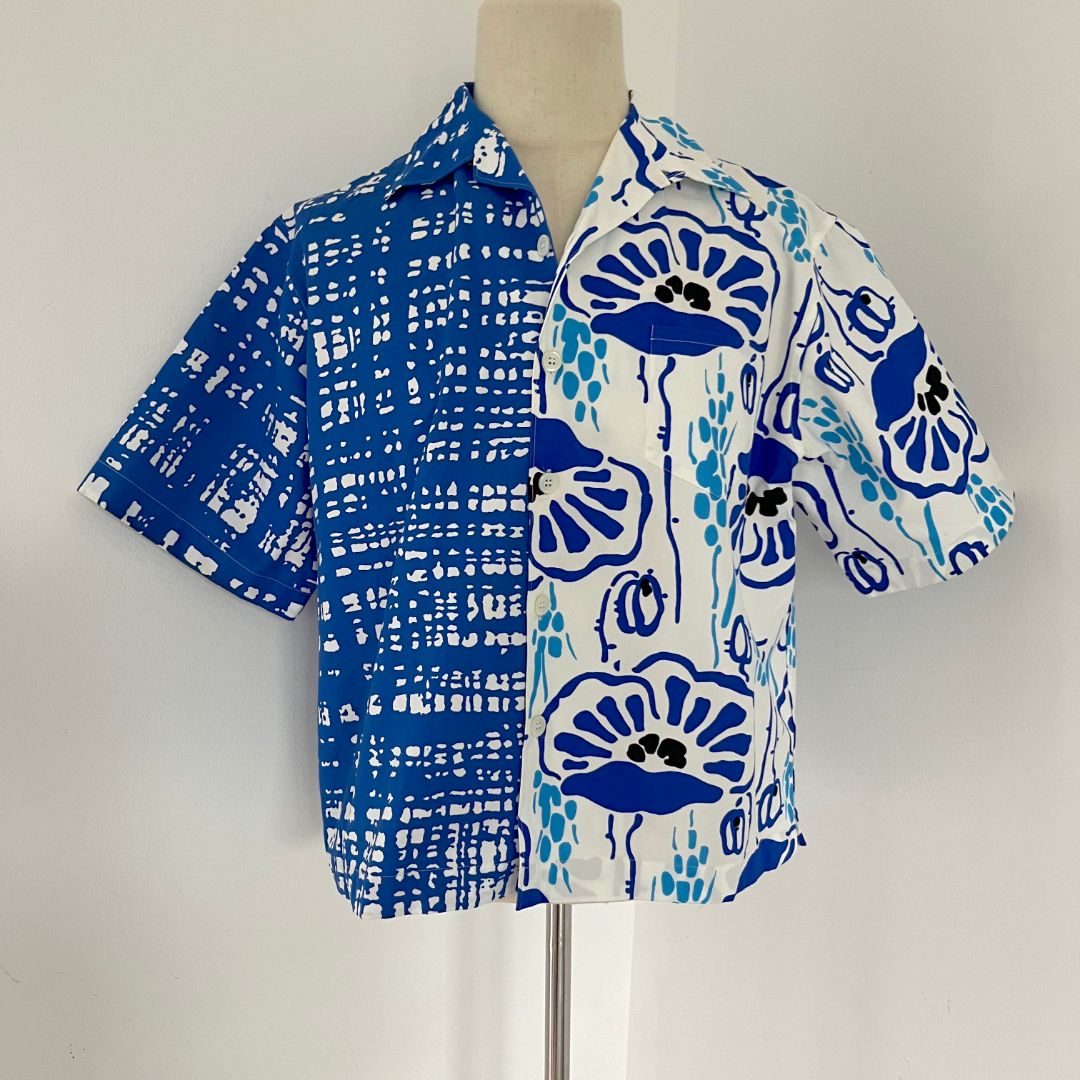 Prada blue/white Double Match graphic-print shirt