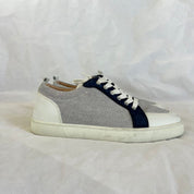 Christian Louboutin White/Grey Leather and Canvas  Rantulow Sneakers , 42