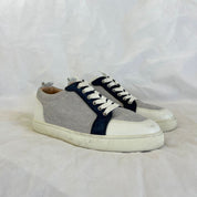 Christian Louboutin White/Grey Leather and Canvas  Rantulow Sneakers , 42