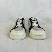 Christian Louboutin White/Grey Leather and Canvas  Rantulow Sneakers , 42