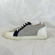 Christian Louboutin White/Grey Leather and Canvas  Rantulow Sneakers , 42