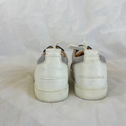 Christian Louboutin White/Grey Leather and Canvas  Rantulow Sneakers , 42
