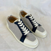 Christian Louboutin White/Grey Leather and Canvas  Rantulow Sneakers , 42