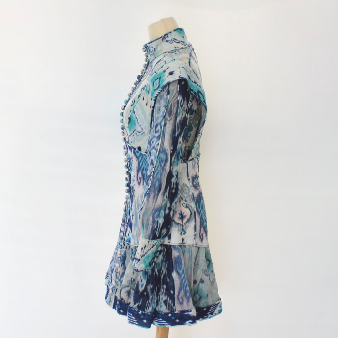Zimmermann Glassy Long Sleeve Spliced Blue Mini Dress - BOPF | Business of Preloved Fashion Zimmermann Glassy Long Sleeve Spliced Blue Mini Dress - BOPF | Business of Preloved Fashion